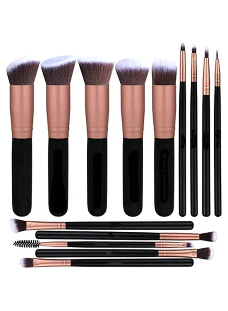 Arabest 14-Piece Makeup Multi Use Brush Set Rose Gold/Black - Image 1