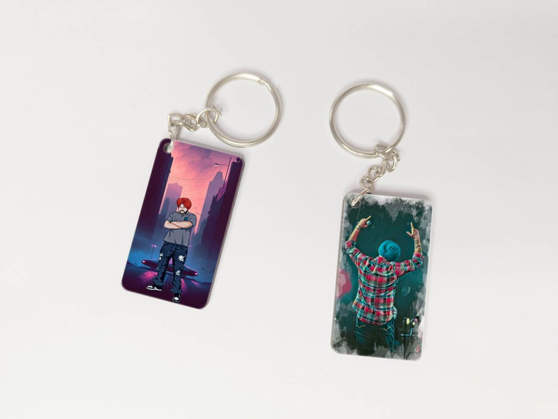OUTFITQUE OUTFITQUE Premium (Pack of 2) Anime-373 Printed Long Keychain For Bike, Scooty, Car, MDF Keyholder - Image 1