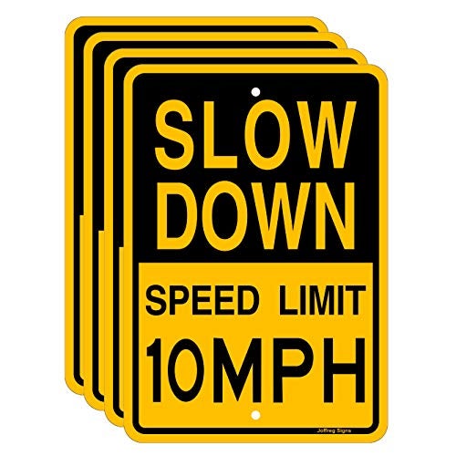 Joffreg Slow Down Speed Limit 10 MPH Sign,17 x12 Inches,Reflective Aluminum (4 Pack) - Image 1