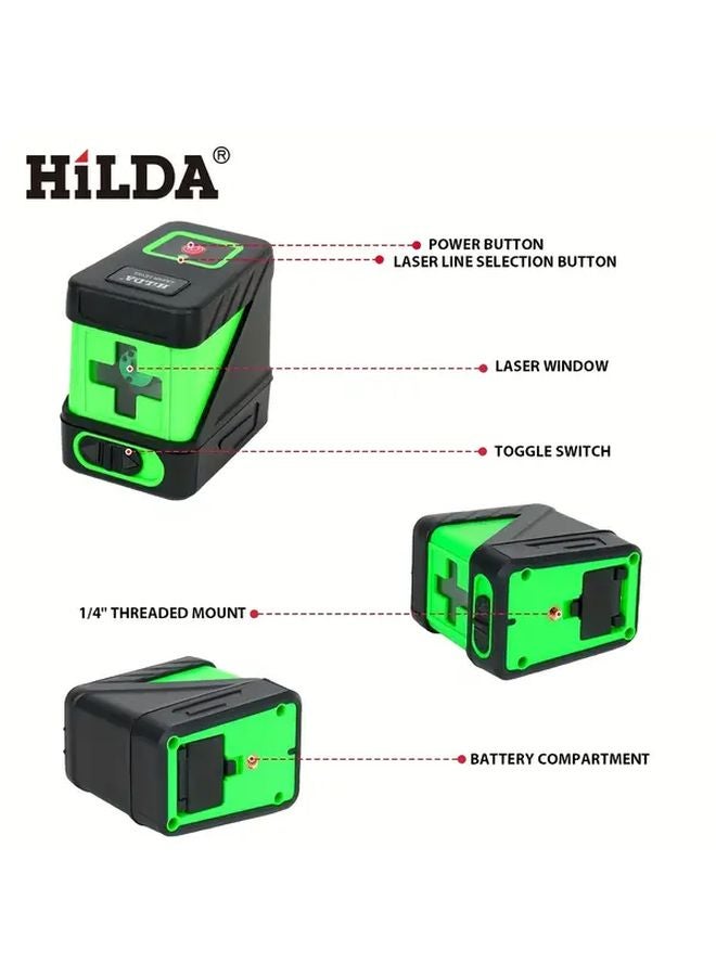 Hilda 2 Line Self Leveling Laser Level Ultra Green Beam Horizontal Vertical Tool - Image 4