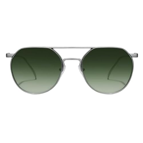 Dervin UV Protected Round Sunglasses for Men and Women (Silver-Green) - Image 2