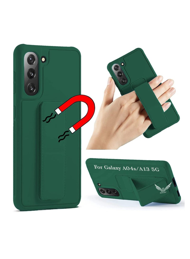 بورتوني جراب Samsung A04s / A13 5G غطاء مغناطيسي للسيارة ومسند وحامل ، غطاء قبضة يد عمودية وأفقية من السيليكون الفاخر لهاتف Samsung Galaxy A04s / A13 5G - Image 1