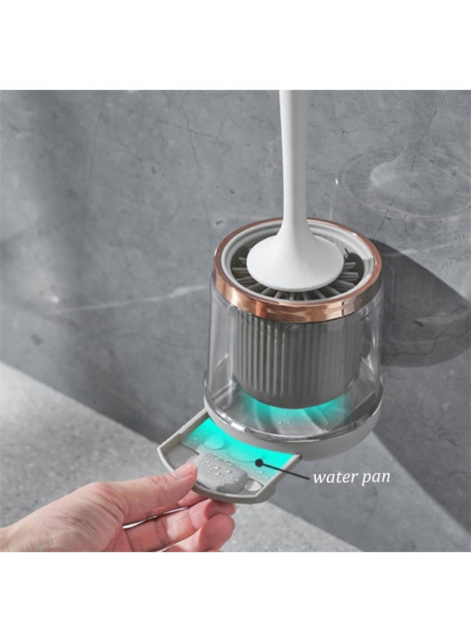 هومستر فرشاة المرحاض مع مجموعة حامل, فرشاة السيليكون تنظيف الحمام وعاء فرشاة مجموعة مع ملمس, ملحقات الحمام مع مقبض طويل, رمادي داكن - Image 2