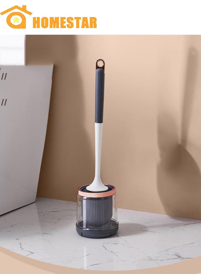 هومستر فرشاة المرحاض مع مجموعة حامل, فرشاة السيليكون تنظيف الحمام وعاء فرشاة مجموعة مع ملمس, ملحقات الحمام مع مقبض طويل, رمادي داكن - Image 1