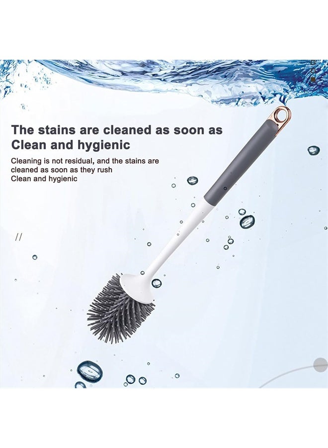 هومستر فرشاة المرحاض مع مجموعة حامل, فرشاة السيليكون تنظيف الحمام وعاء فرشاة مجموعة مع ملمس, ملحقات الحمام مع مقبض طويل, رمادي داكن - Image 4