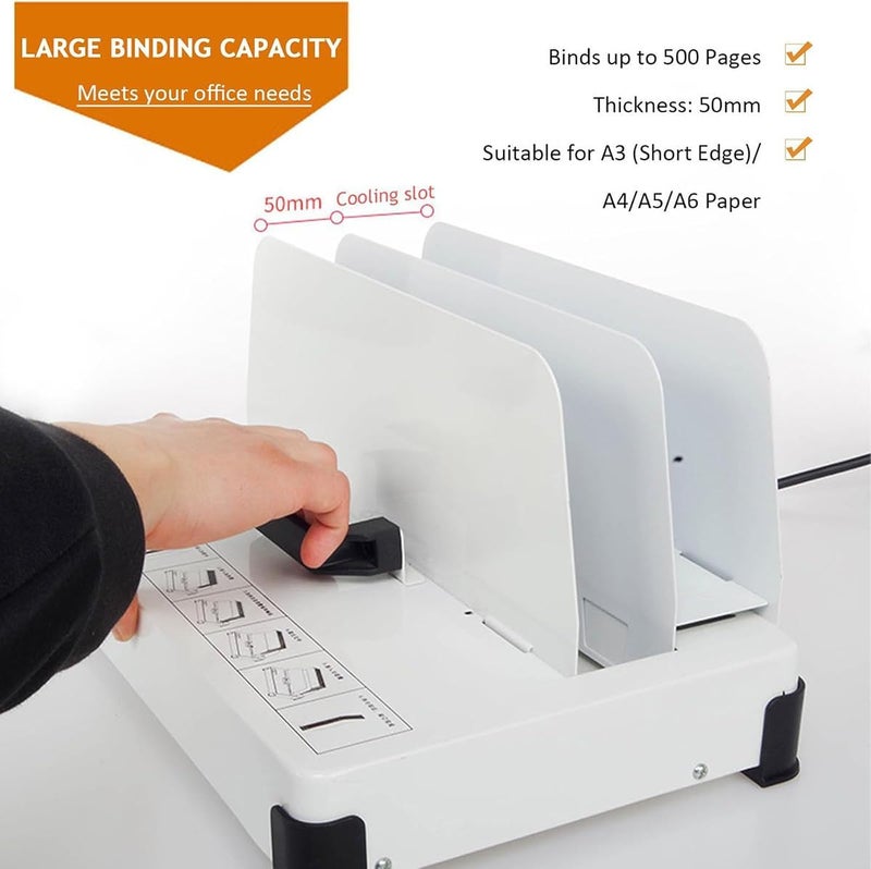 Thermal Binding Machine 1-50MM Binding Thickness, A4 Documents Thermal Binding Machine, 3 Gears Temp Control, for Home,Office, Contract - Image 4