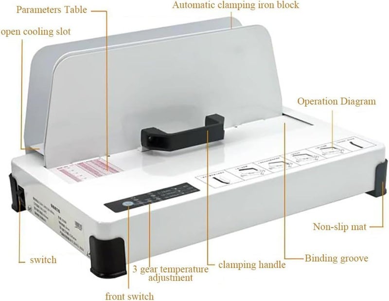 Thermal Binding Machine 1-50MM Binding Thickness, A4 Documents Thermal Binding Machine, 3 Gears Temp Control, for Home,Office, Contract - Image 3