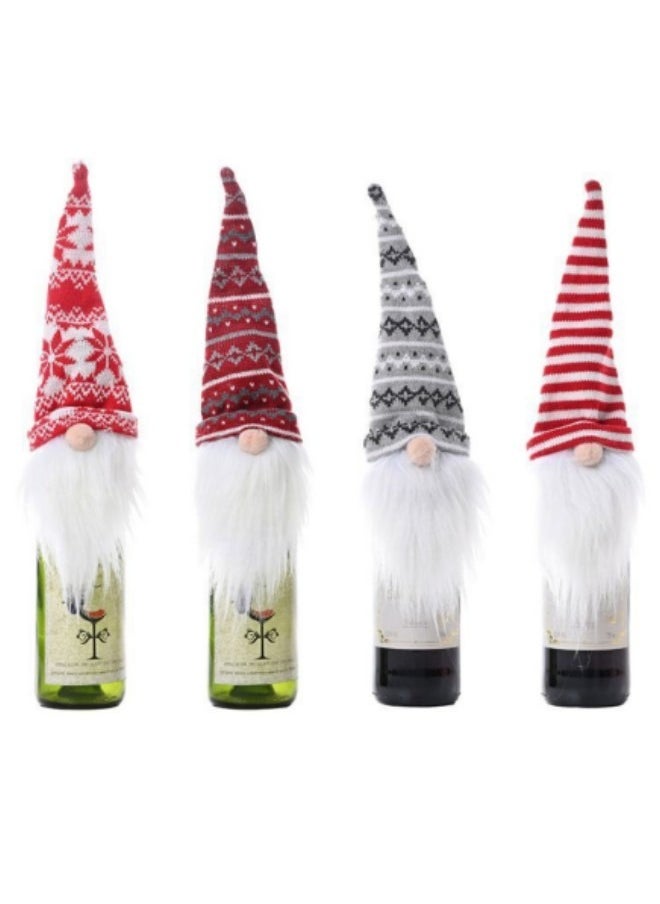GGEROU 4Pcs Gnomes Wine Bottle Topper Cute Gnome Toppers Wine Bottle Cover  - Image 1
