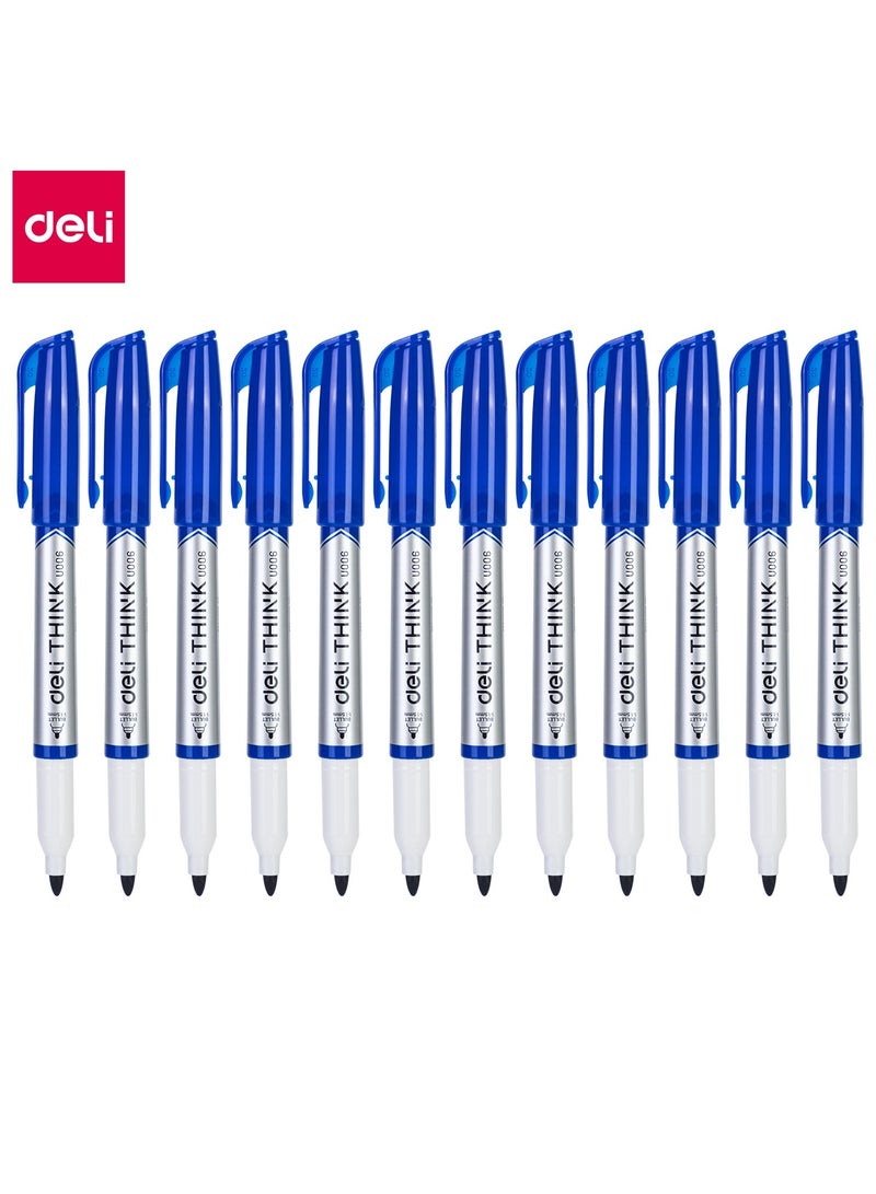 Deli EU00630 Whiteboard Marker Blue 12pcs/box - ideal for classrooms, offices, and whiteboard presentations - Image 1
