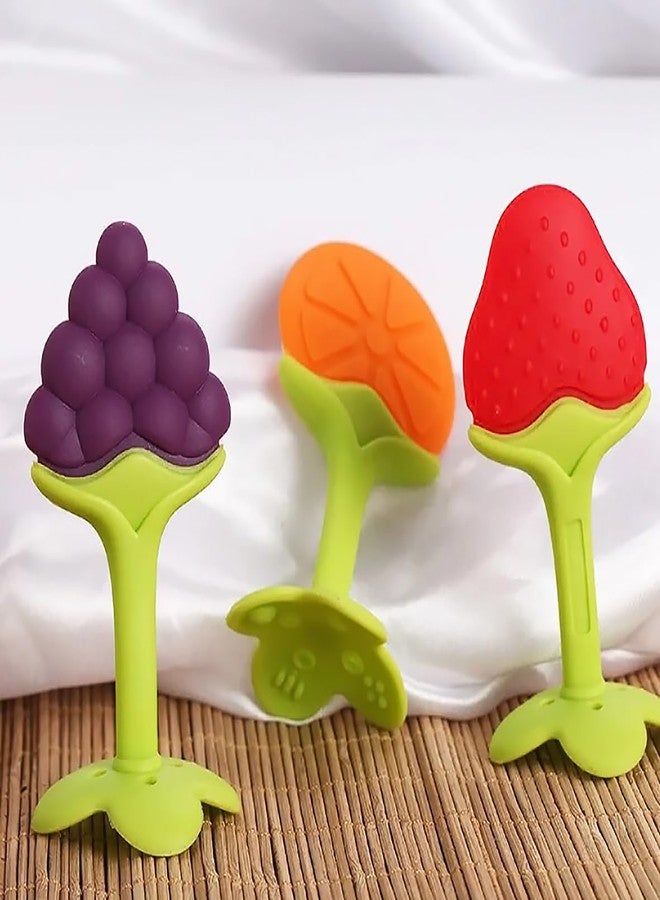 GLUN® Super Soft Silicone Baby Fruit Teething Toy for 0-12 Months, Pack of 5, BPA Free Silicone Soothing Teether Soft & Safe Gum Relief Toy - Image 4