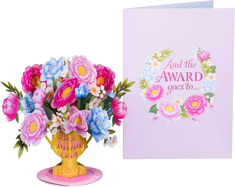 Paper Love 3D Mother's Day Pop Up Flower Bouquet Card, with Best Mom Floral Award Forever Flowers Keepsake, For Mom, Wife - Oversized 10" x 7" Cards - Includes Envelope and Note - Image 5