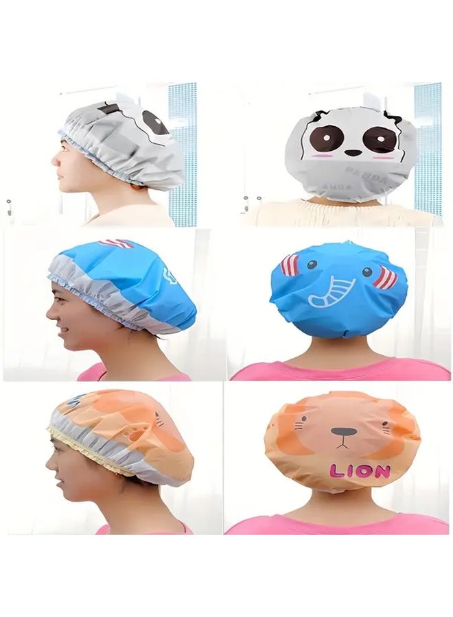 Rabbit And Panda Cartoon Animal Shower Caps 2 Pack Elastic PEVA Hair Cover - Image 2