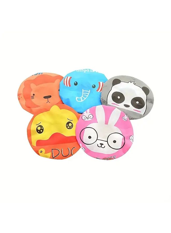 Rabbit And Panda Cartoon Animal Shower Caps 2 Pack Elastic PEVA Hair Cover - Image 1