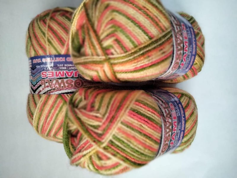 Generic Oswal Khakhi Wool for Knitting 3ply Yarn for Sweater Crochet Art Craft Soft Fingering Crochet Yarn Thread Dyed Used for Making of Woolen Blanket,Socks, Swetter Pack of 400g (MULTIRED) - Image 1
