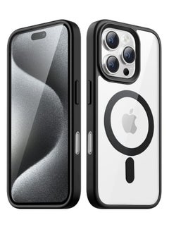 Magnetic Case for iPhone 16 Pro Max 6.9-Inch Compatible with MagSafe, Shockproof Phone Bumper Cover, Solid Color Matte TPU Frame, Anti-Scratch Clear Back (Black)