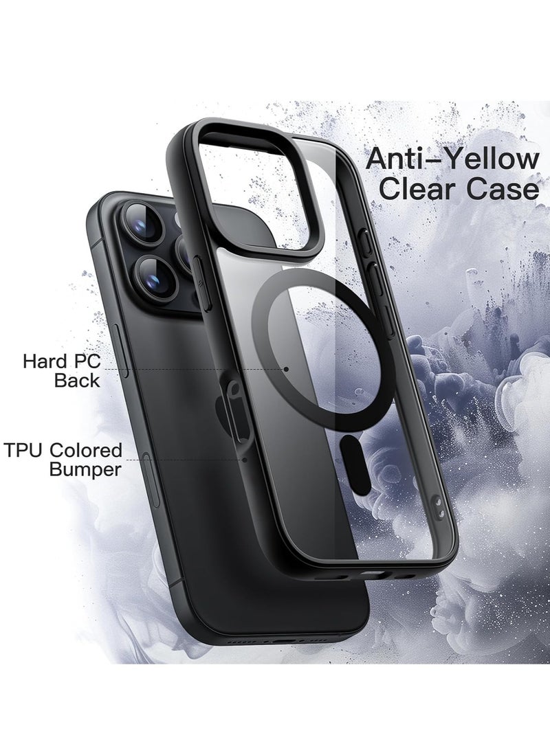 Generic - Magnetic Case for iPhone 16 Pro Max 6.9-Inch Compatible with MagSafe, Shockproof Phone Bumper Cover, Solid Color Matte TPU Frame, Anti-Scratch Clear Back (Black) - Image 1