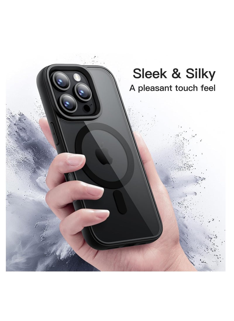 Generic - Magnetic Case for iPhone 16 Pro Max 6.9-Inch Compatible with MagSafe, Shockproof Phone Bumper Cover, Solid Color Matte TPU Frame, Anti-Scratch Clear Back (Black) - Image 1