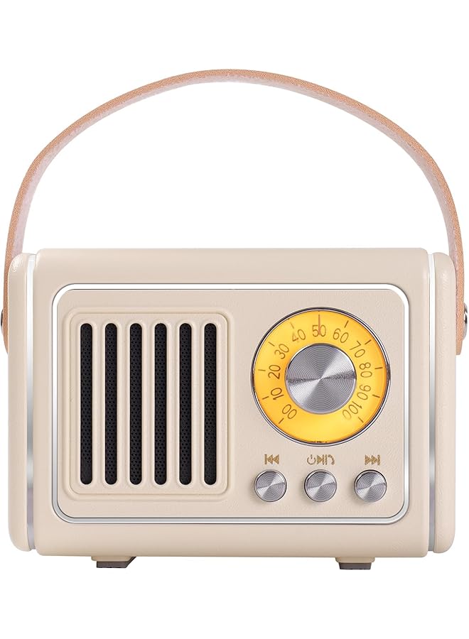 erorex Retro Bluetooth Speaker Vintage Room Decor Fm Radio Portable Mini Wireless Bluetooth Speaker Aesthetic Style For Office Kitchen Desk Bedroom Outdoor Accessories Support Usb Tf Card Aux Beige  - Image 1