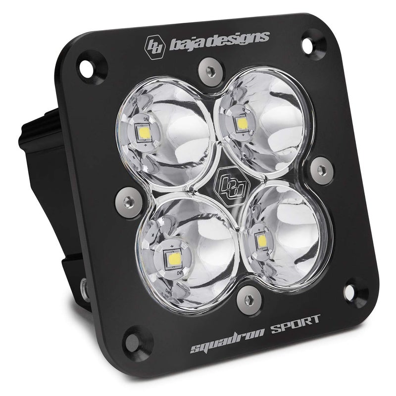 Baja Designs Squadron Sport Flush Mount LED Auxiliary Light Pod Off Road LED Lights Driving Headlights for Truck SUV Super Bright High Speed Spot Long Beam Pattern Waterproof Black Clear