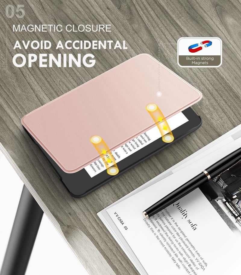 MoKo Case Fits 6" All-New Kindle (11th Generation-2024/2022 Release), Lightweight Shell Cover with Auto Wake/Sleep for Kindle 2024/2022 11th Gen e-Reader, Rose Gold - Image 5