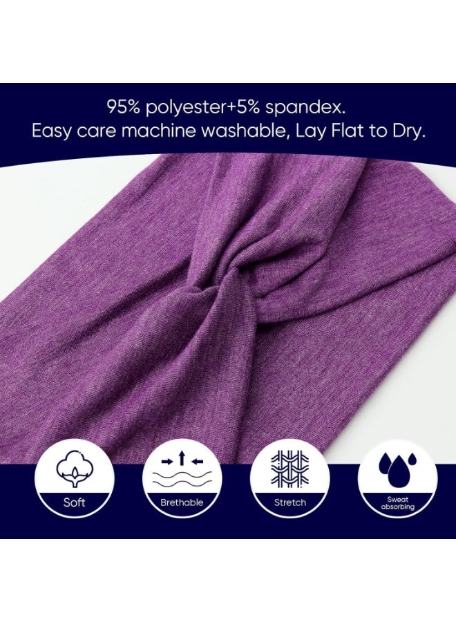 طقم مكون من طوقين شعر قطن محاك للنساء، 95% قطن، بتصميم توربان بعقدة أنيقة، أكسسوارات شعر للنساء والفتيات (أسود وأبيض) - Image 2