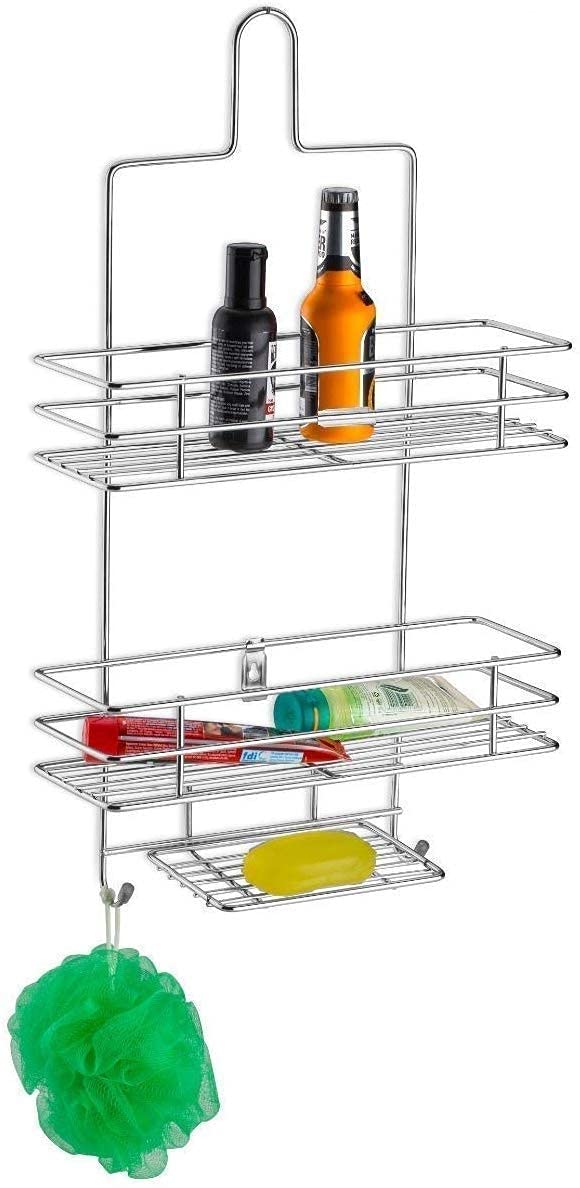 Yorten Stainless Steel Multipurpose Wall Mount Bathroom Shelf Organizer Shower Caddy Soap Holder Stand With Hook Bath Kitchen Rack Bathroom Accessories, Big Size,Design 14 - Image 1