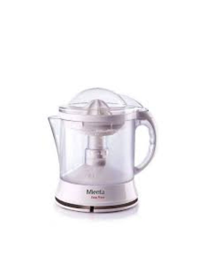 Mienta 40W Orange Juicer, 1L Capacity, 2 Directional Rotations for Perfect Juice Extraction, 2 Cones for Different Citrus Types, Adjustable Filter, 2-Year Warranty, White