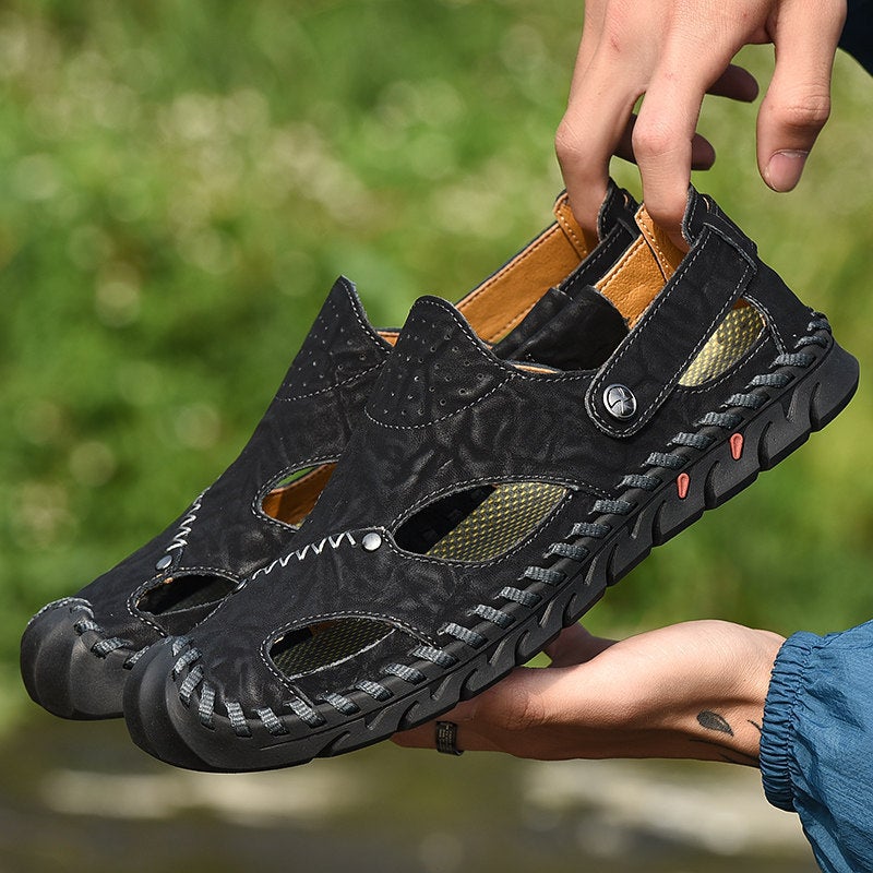 Summer Korean Style Casual Sandals Men'S Large Size Hollow Outdoor Beach Shoes Men'S Fashionable Men'S Sewing Men'S Shoes - Image 1