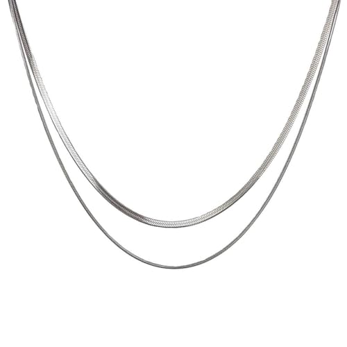 Aaishwarya 18K Silver Plated Double Layer Snake Chain | Anti-Tarnish & Stainless Steel Jewels | Necklace for Women and Girls | Minimal Dainty Chains | Stylish Everyday Accessory - Image 1