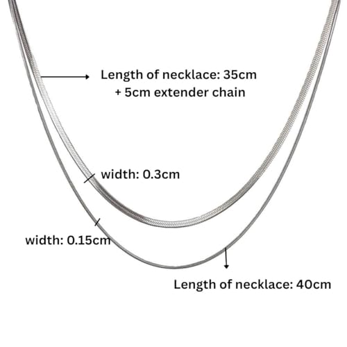 Aaishwarya 18K Silver Plated Double Layer Snake Chain | Anti-Tarnish & Stainless Steel Jewels | Necklace for Women and Girls | Minimal Dainty Chains | Stylish Everyday Accessory - Image 3