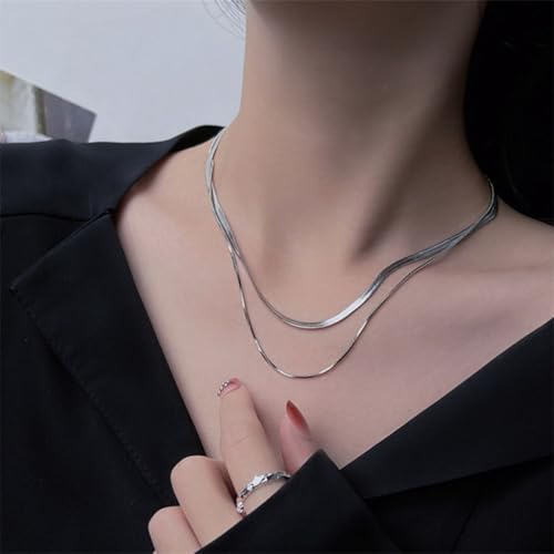 Aaishwarya 18K Silver Plated Double Layer Snake Chain | Anti-Tarnish & Stainless Steel Jewels | Necklace for Women and Girls | Minimal Dainty Chains | Stylish Everyday Accessory - Image 5