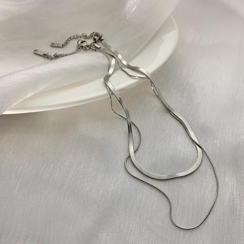 Aaishwarya 18K Silver Plated Double Layer Snake Chain | Anti-Tarnish & Stainless Steel Jewels | Necklace for Women and Girls | Minimal Dainty Chains | Stylish Everyday Accessory - Image 4