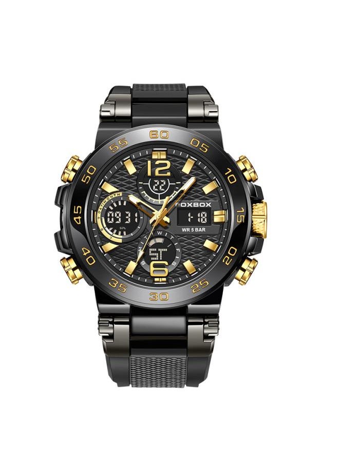 GELESE New Fashion Multi-functional Sports Waterproof Quartz Double Display Calendar Electric Watch Men's Foxbox 