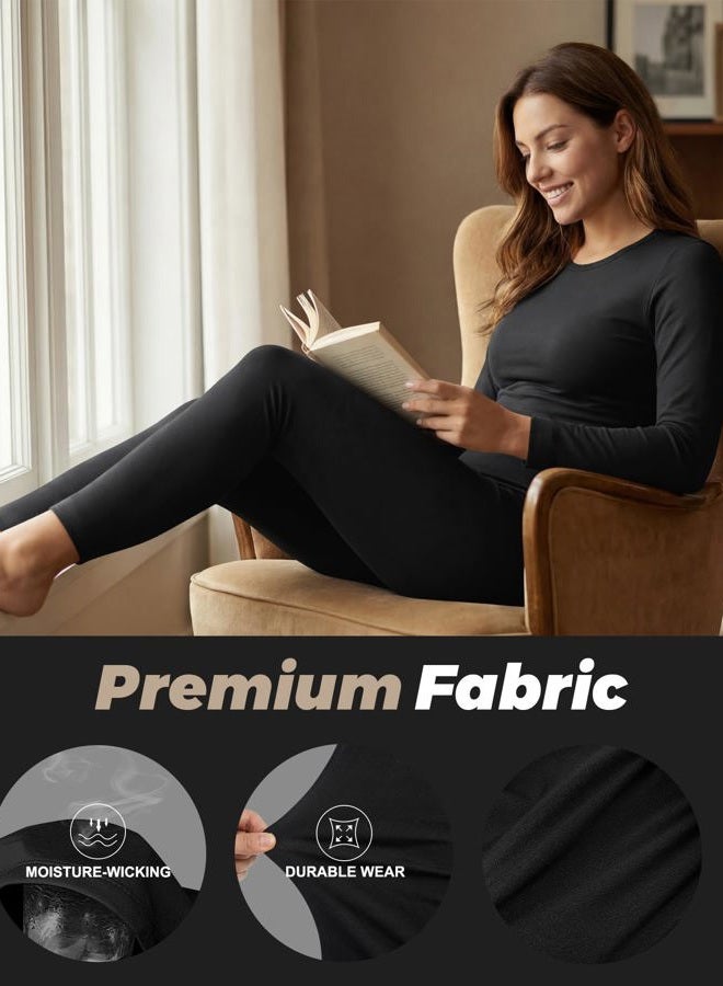 WEERTI Thermal Underwear for Women Long Johns with Fleece Lined, Base Layer Women Cold Weather Top Bottom Black - Image 5