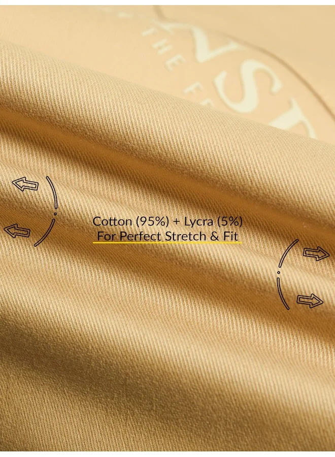 بيونغ Pale Yellow Cotton Lycra Urban Shirt for Men