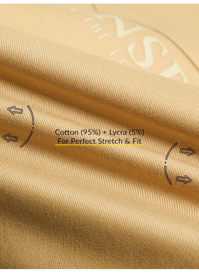 Beyoung Pale Yellow Cotton Lycra Urban Shirt for Men  - Image 4