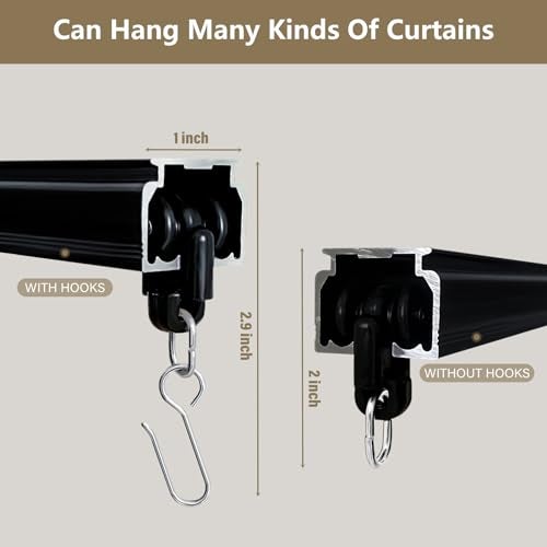 Hoeflife Ceiling Curtain TracksCurtain Track Wall MountTrack Curtains Rod Ceilings Mount Heavy Duty Ceiling Tracks for Curtains Room Divider Rod with HooksBlack 36ft - Image 3