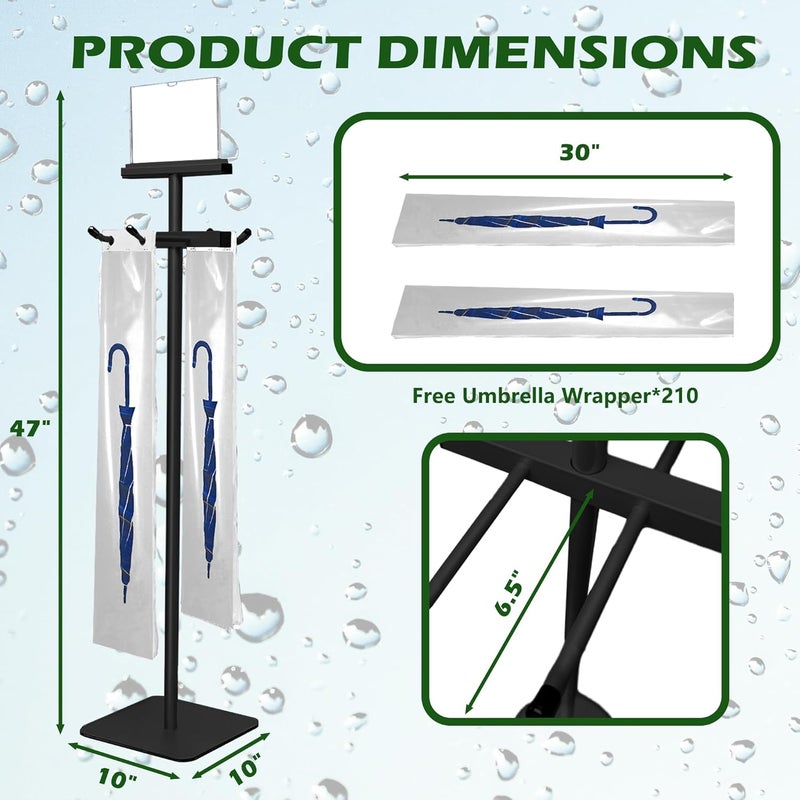 montex Umbrella Bag Stand, Umbrella Holder Stand with Free 200 Disposable Large Plastic Umbrella Bags, Wet Umbrella Bags Stand - Image 3