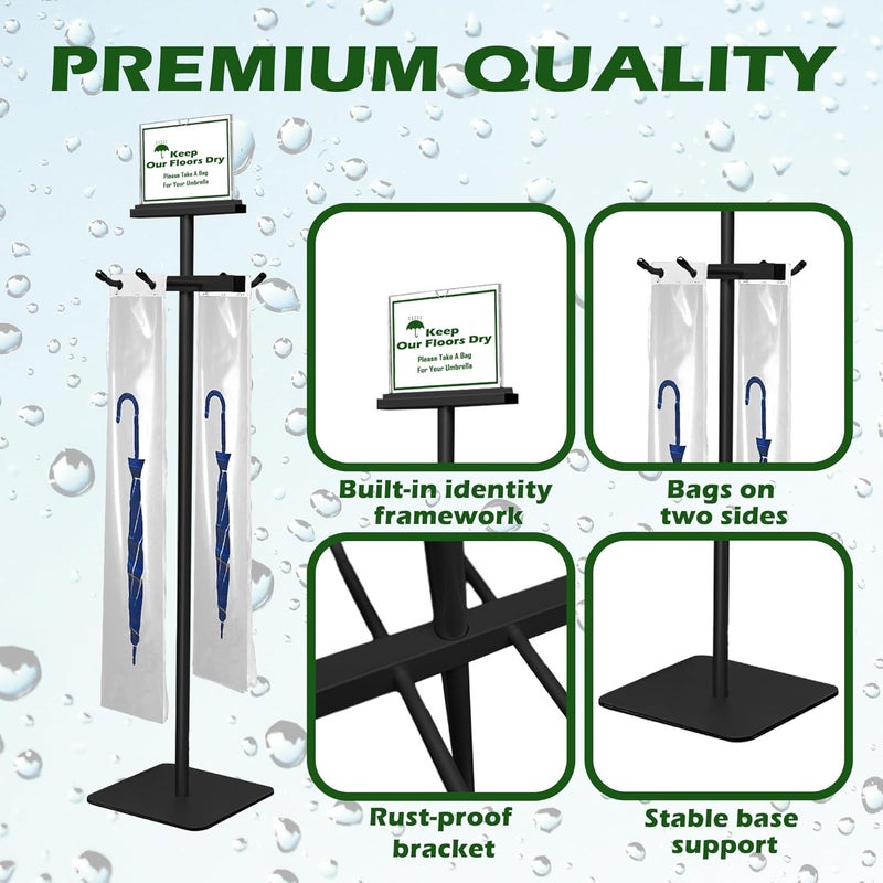 montex Umbrella Bag Stand, Umbrella Holder Stand with Free 200 Disposable Large Plastic Umbrella Bags, Wet Umbrella Bags Stand - Image 5