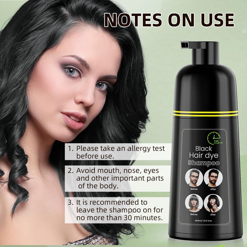 COSMTEK Black Hair Dye Shampoo, Semi-Permanent Hair Color Shampoo for Women and Men, Herbal Ingredients and No Ammonia, 3 in 1-100% Grey Coverage 400ml/ 13.5 fl.oz - Image 5