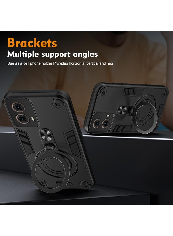 Zaboon Case For For Motorola Moto G85 Metal Ring 360 Degree Rotating Holder PC Hybrid TPU Phone Case - Image 3