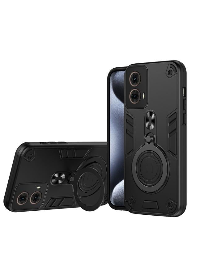 Zaboon Case For For Motorola Moto G85 Metal Ring 360 Degree Rotating Holder PC Hybrid TPU Phone Case - Image 1