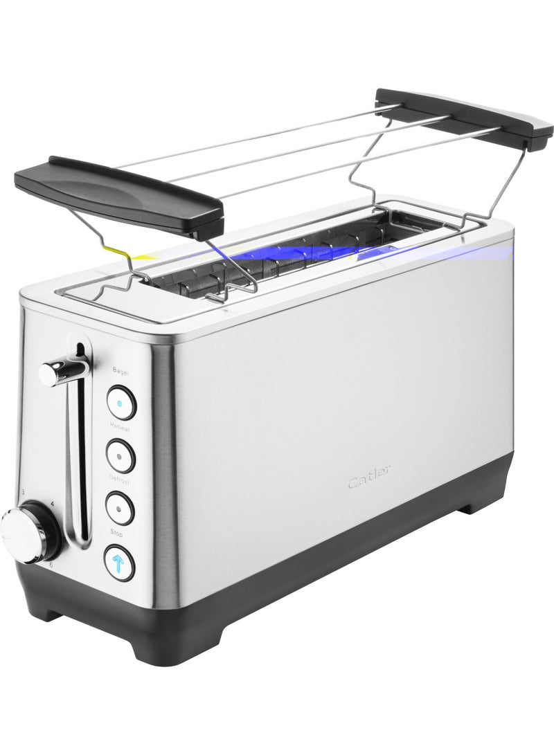 كاتلر Toaster Catler Extra Long UK model TS 4014, 2-Slice Wide Slot Stainless Steel Toaster with Defrost, Reheat & Stop Functions, Bagel Mode, Removable Crumb Tray - Image 5