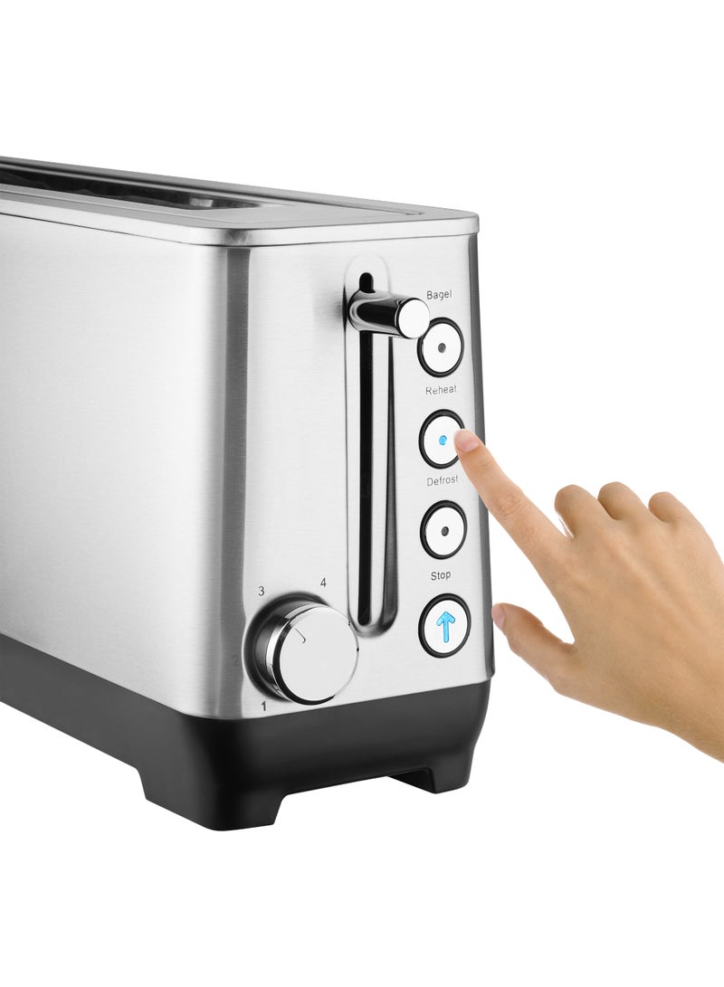 كاتلر Toaster Catler Extra Long UK model TS 4014, 2-Slice Wide Slot Stainless Steel Toaster with Defrost, Reheat & Stop Functions, Bagel Mode, Removable Crumb Tray - Image 2