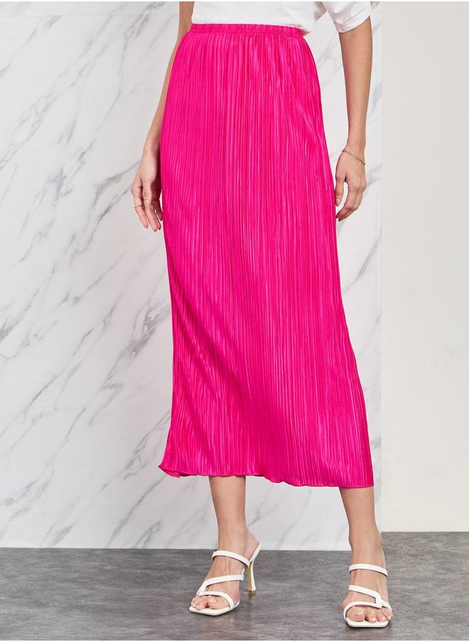 Styli - Pleated Satin Midi Skirt - Image 1