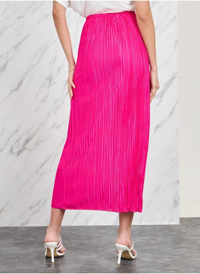 Styli - Pleated Satin Midi Skirt - Image 1