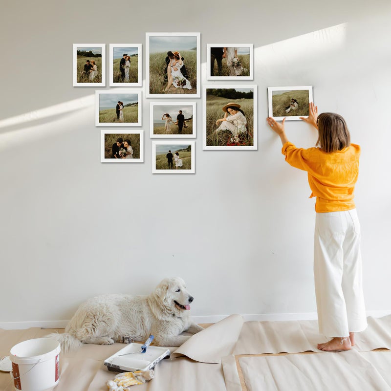 جيفت جاردن GiftGarden 10 حزمة إطارات صور بيضاء لأحجام مختلفة صور اثنين 8x10 أربعة 5x7 أربعة 4x6 متعدد الإطارات المتنوعة من الكولاج الجدار أو الطاولة - Image 4