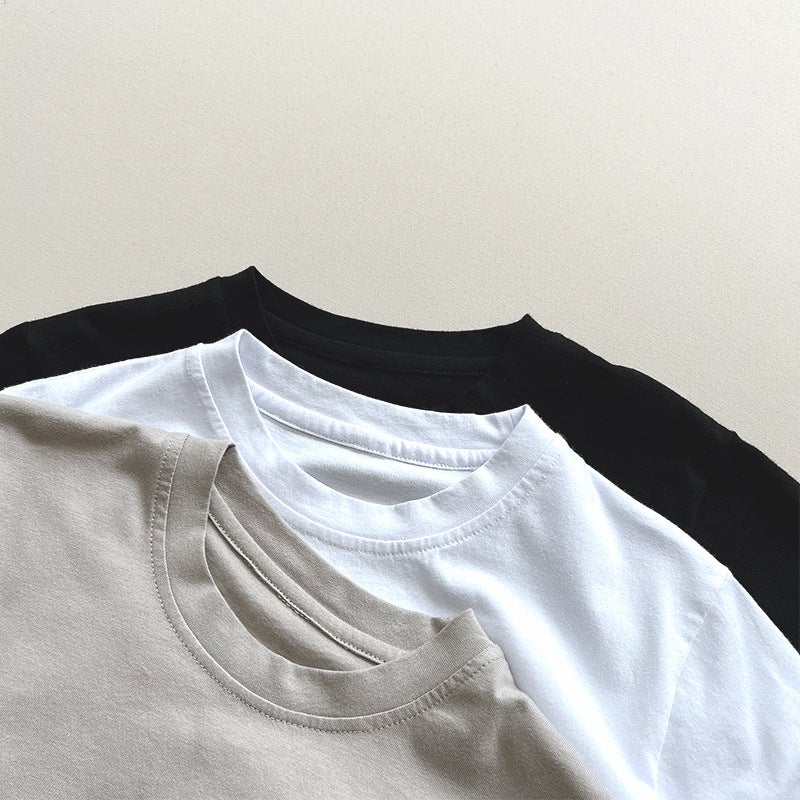 Basic Black And White Gray ~ Children'S Short Sleeve T-Shirt Summer Boys And Girls All-Match Korean Casual Loose Top Baby Children'S Clothing - Image 5