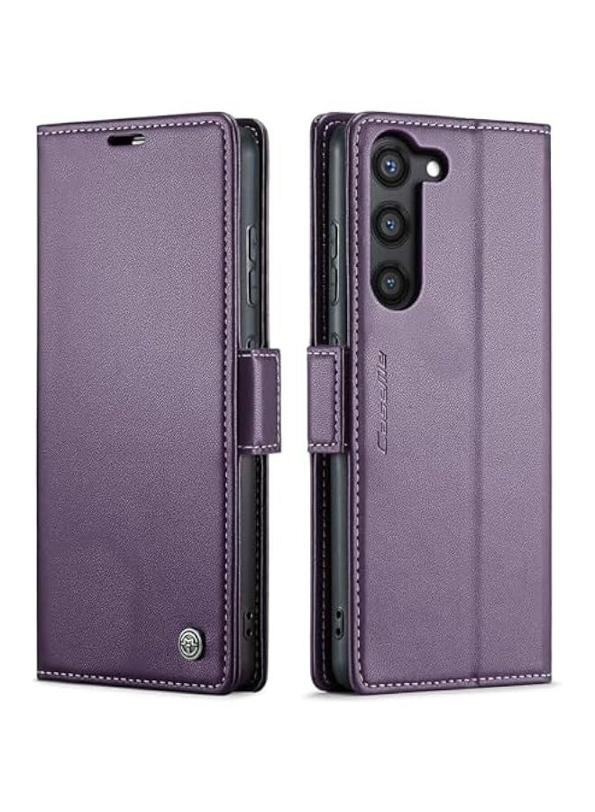 حافظة جلدية متوافقة مع سامسونج جالاكسي S24+ بلاس وحامل بطاقات ومانع للاختراق اللاسلكي - Image 1