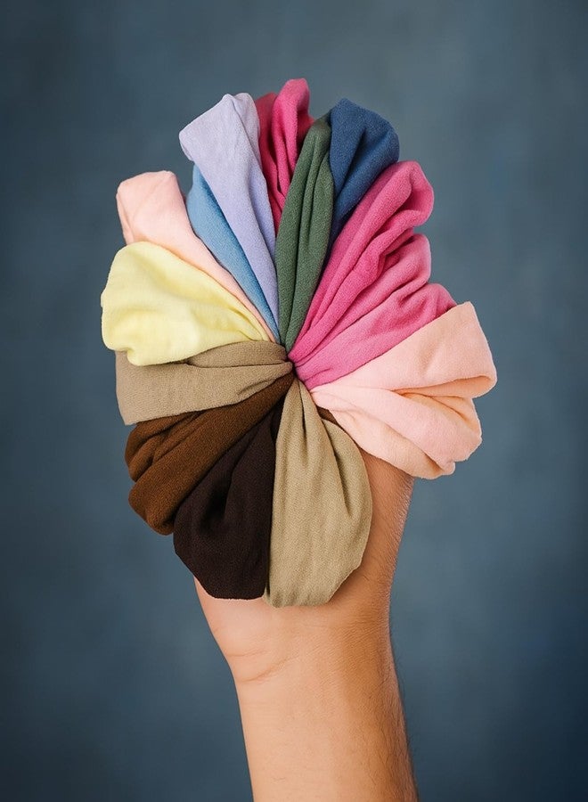 ANNACREATIONS ANNA CREATIONS 16 Pcs Cotton Hair Rubber Bands for Women & Girls - Soft Elastic Ponytail Holders - No Damage Hair Ties for Thick, Long, Curly Hair - Multicolor Stylish Scrunchies - Image 3